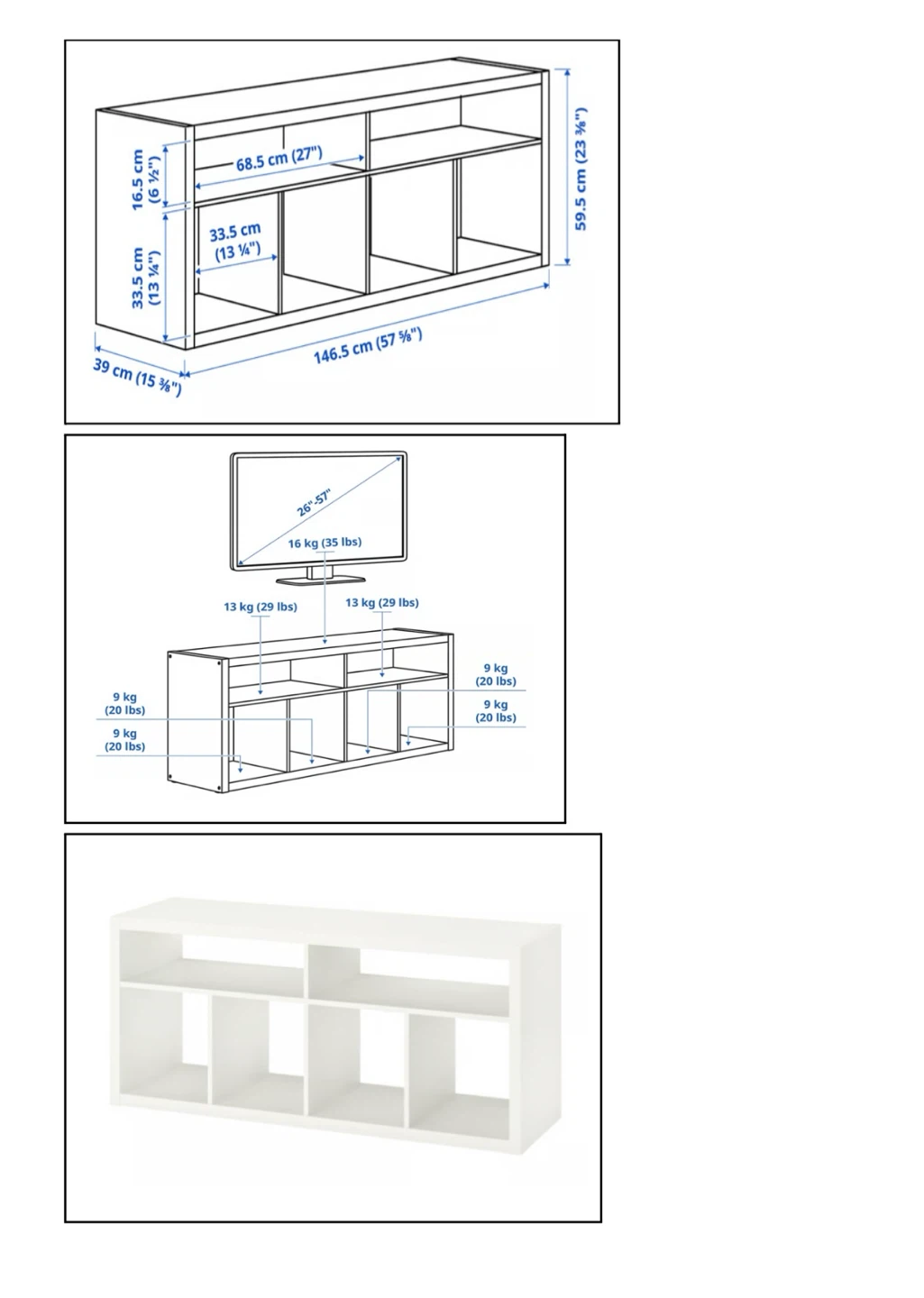 TV bench. White Media Console Shelf Unit