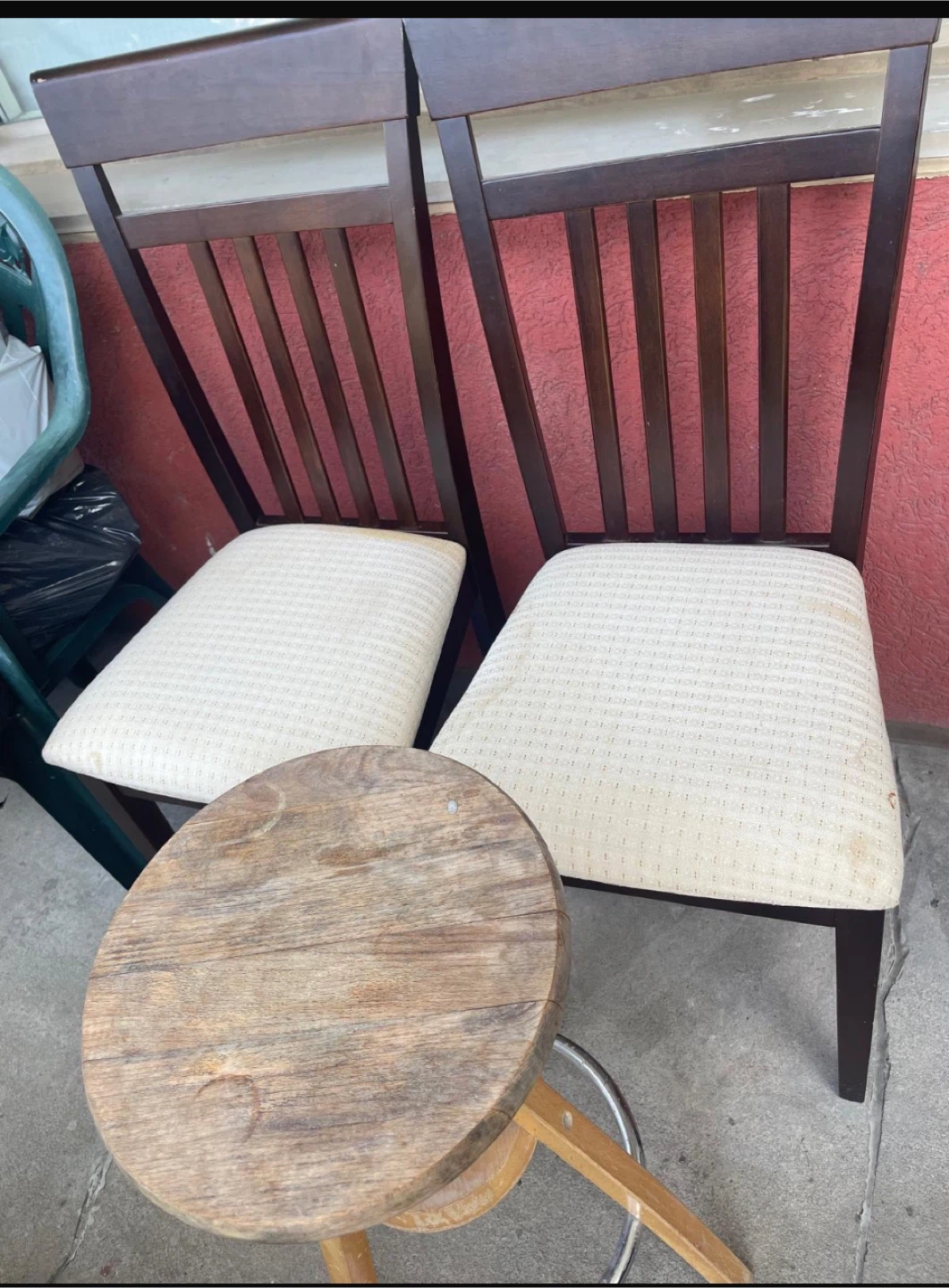 vintage chairs and stool