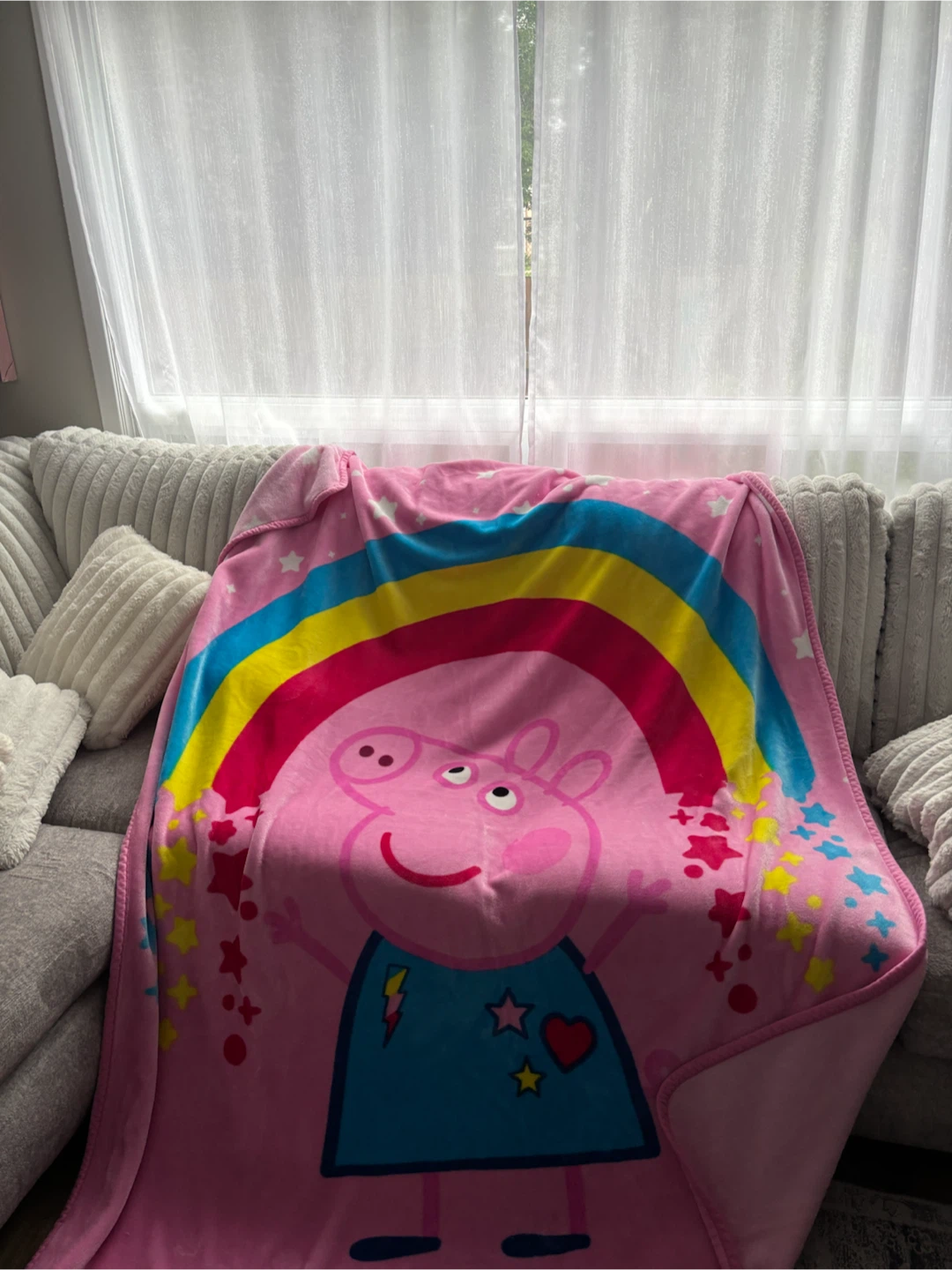 Peppa Pig Rainbow Fleece Throw Blanket