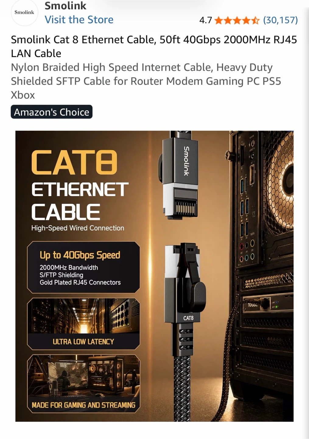 Smolink Cat 8 Ethernet Cable - photo 2