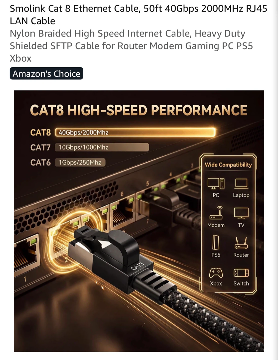 Smolink Cat 8 Ethernet Cable - photo 5