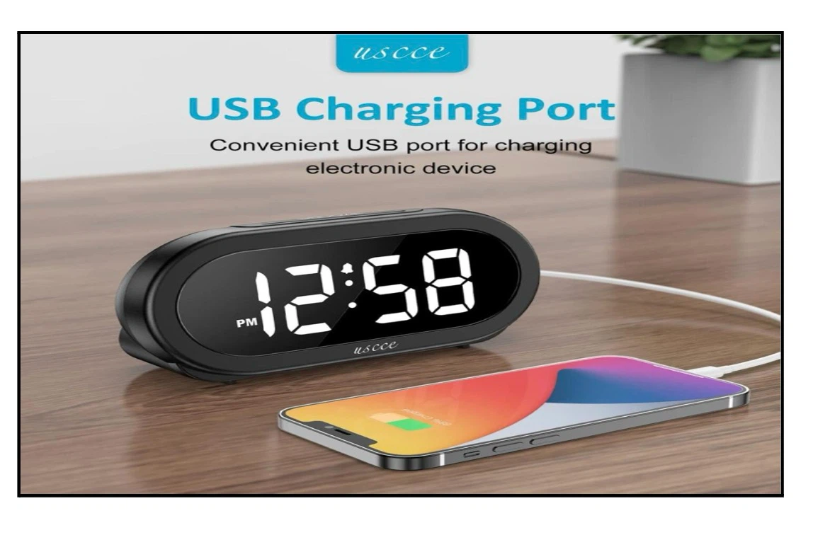 USCCE Digital Alarm Clock with USB Charging Port