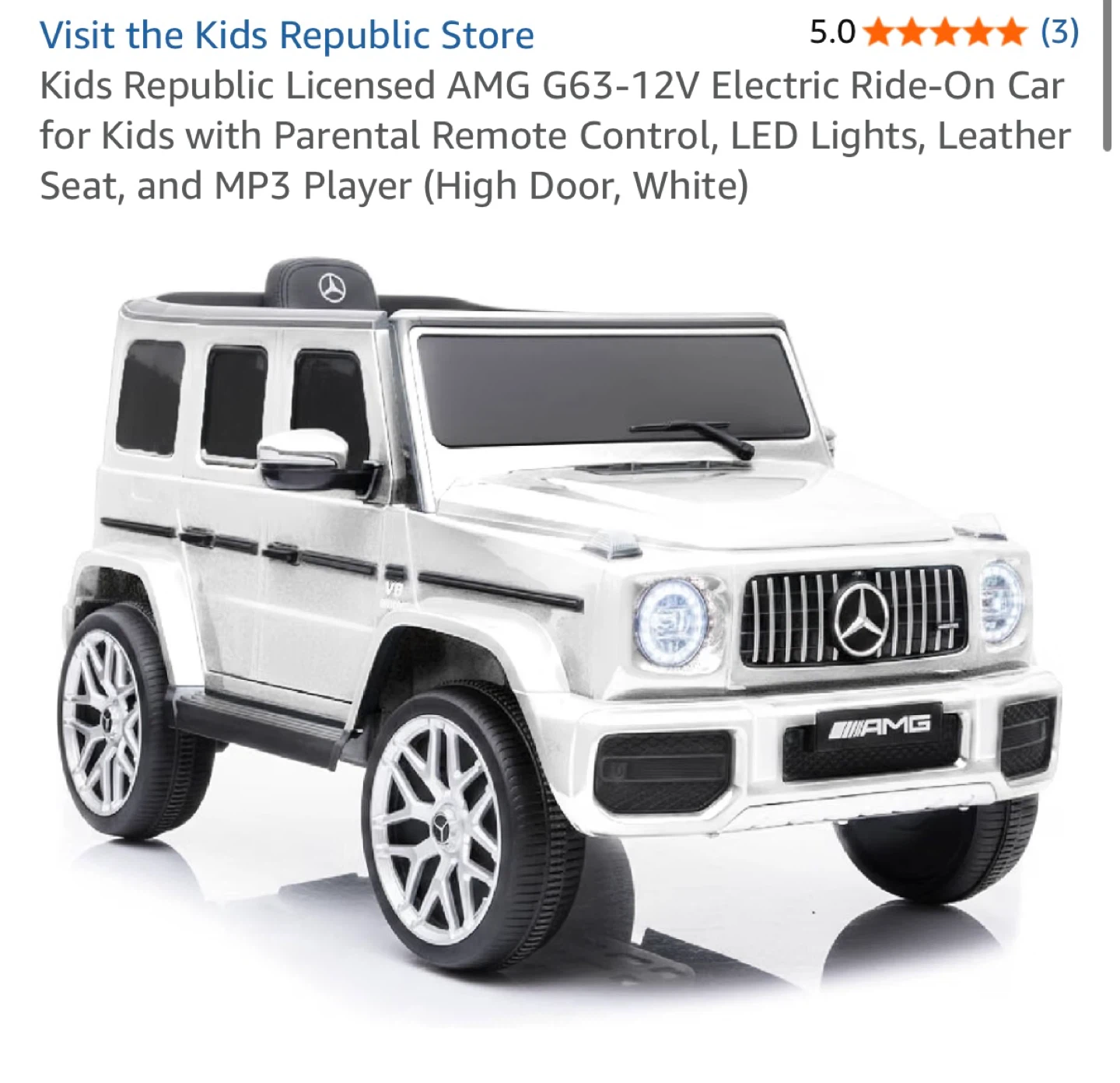 Kids Republic Licensed AMG G63-12V Electric Ride-On Car (White) - photo 2