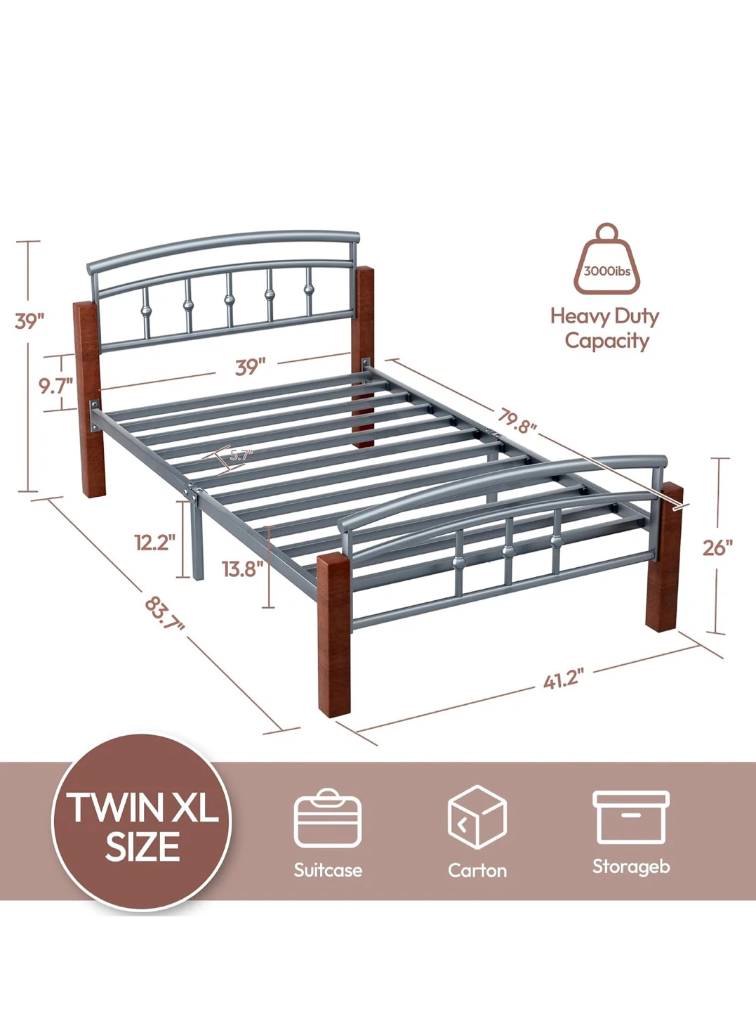 Victorian Elegance Metal Bed Frame - Twin XL - photo 2