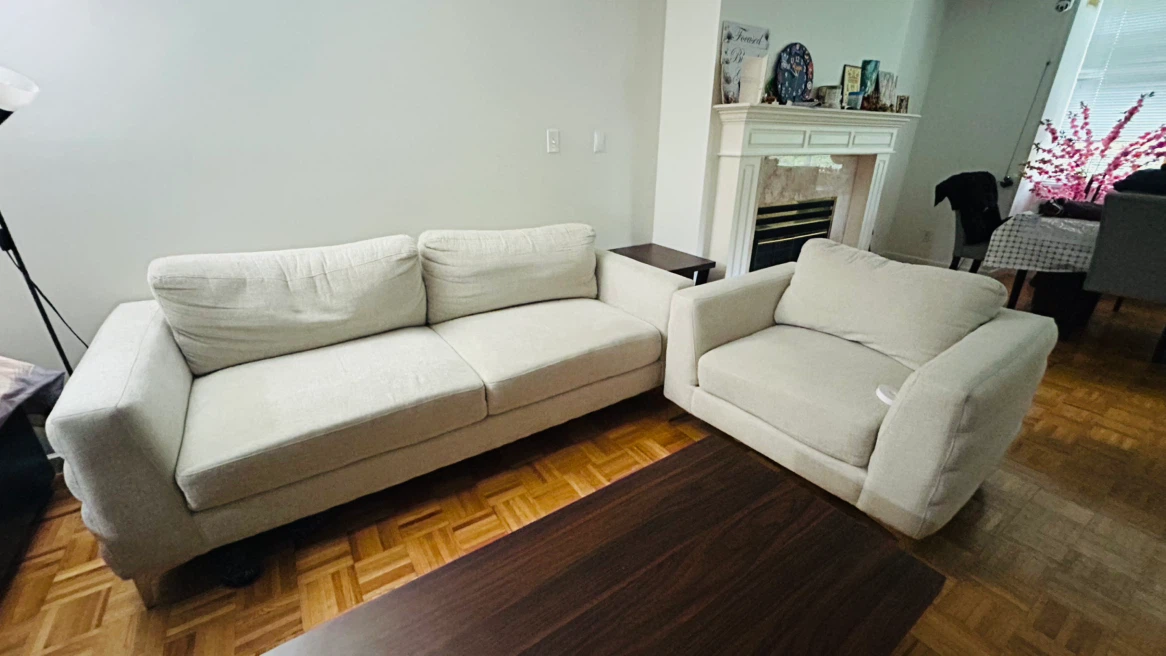 3 piece Light Beige Loveseat Sofa set