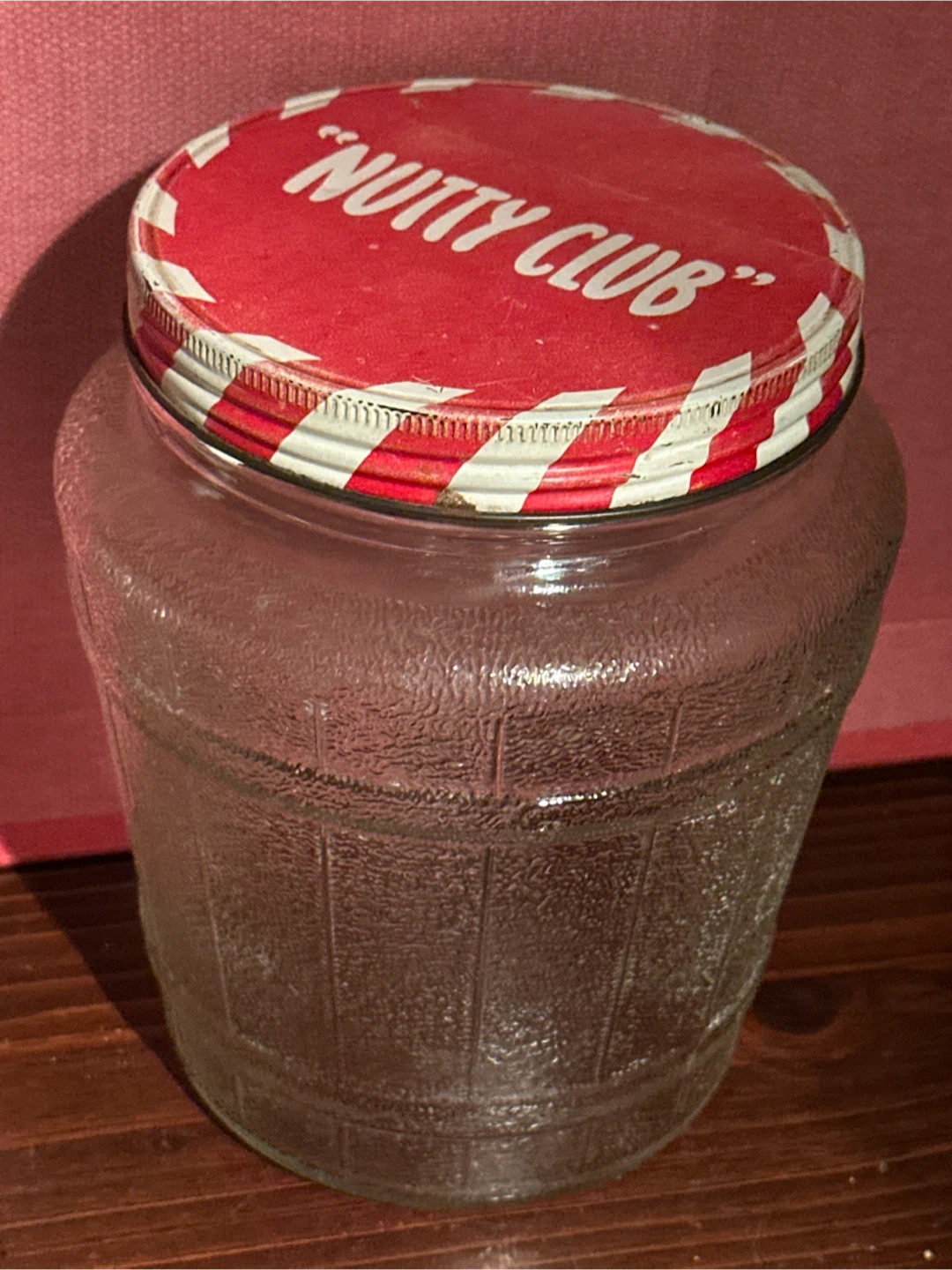 Vintage Nutty club glass peanut butter jar
