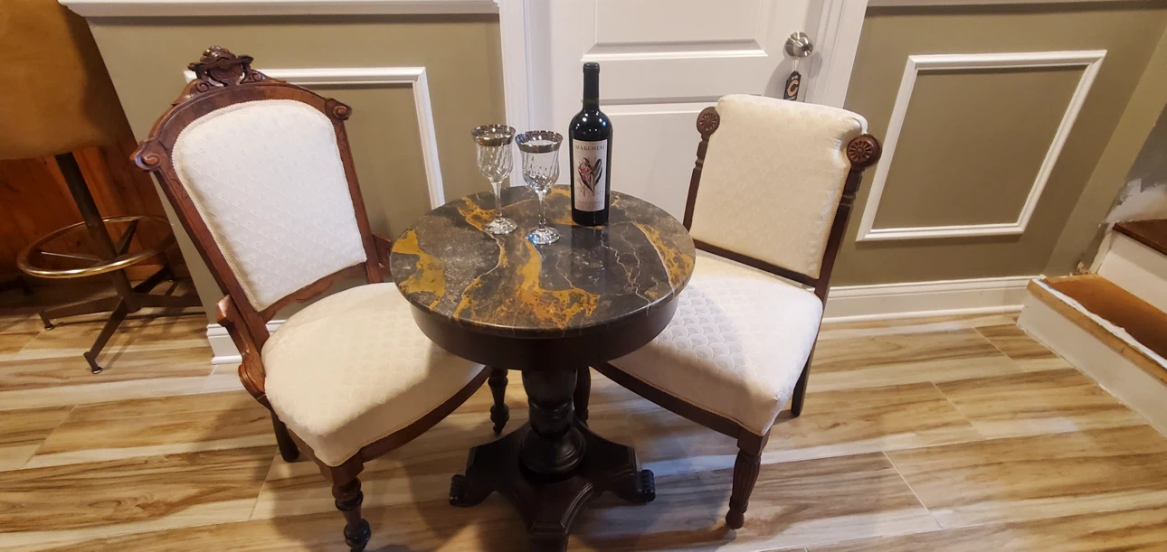 Vintage Accent Chair - Upholstered Wood Frame
