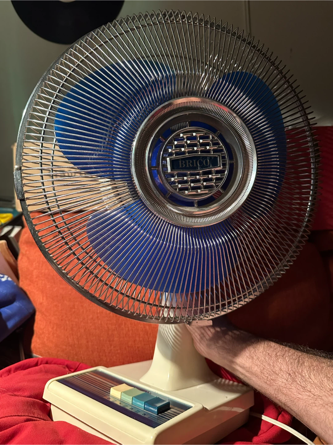 Vintage BRICO 12" Blue Blade Retro Oscillating Fan