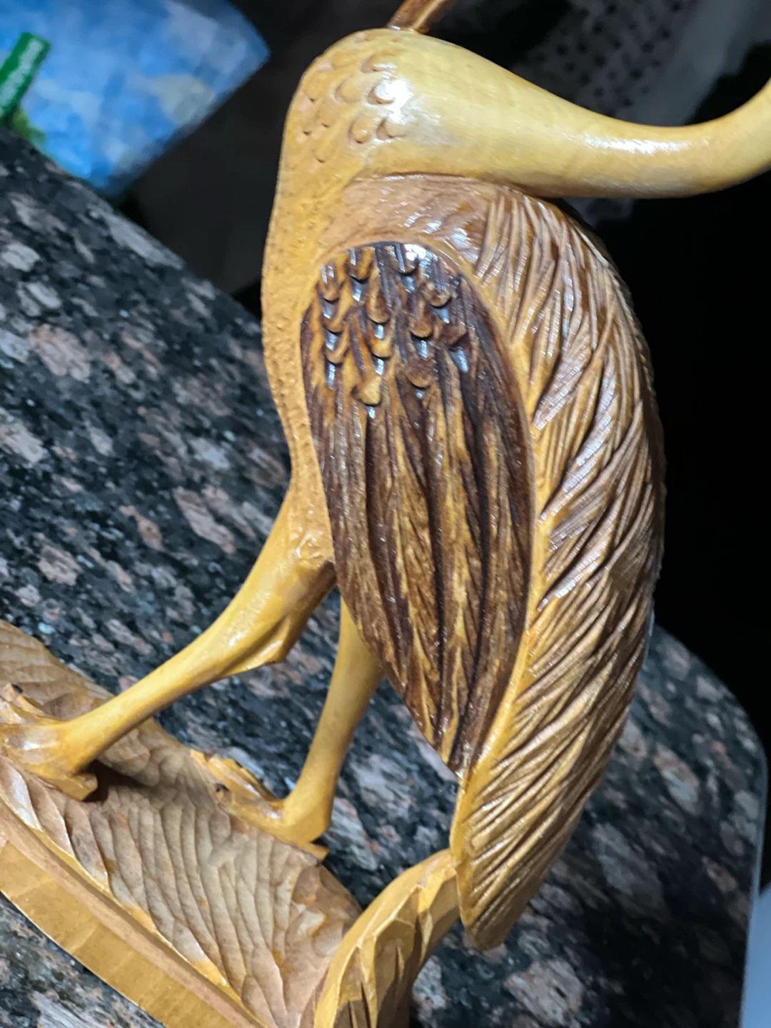 Vintage Wooden Crane Figurine - photo 2