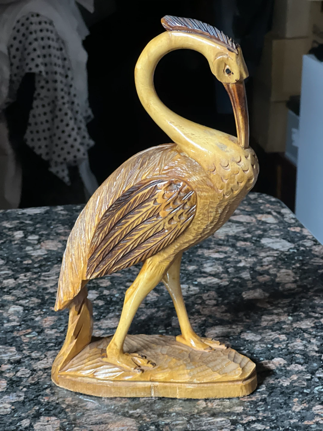 Vintage Wooden Crane Figurine - photo 4