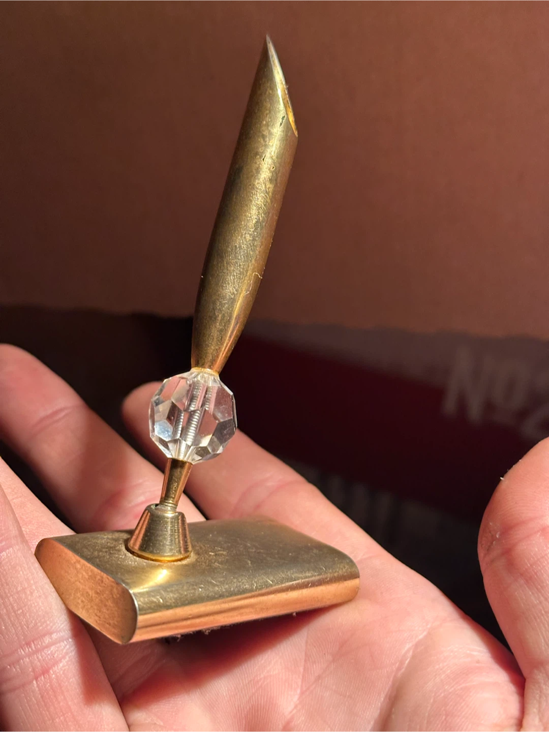 Brass and crystal pen holder - photo 2