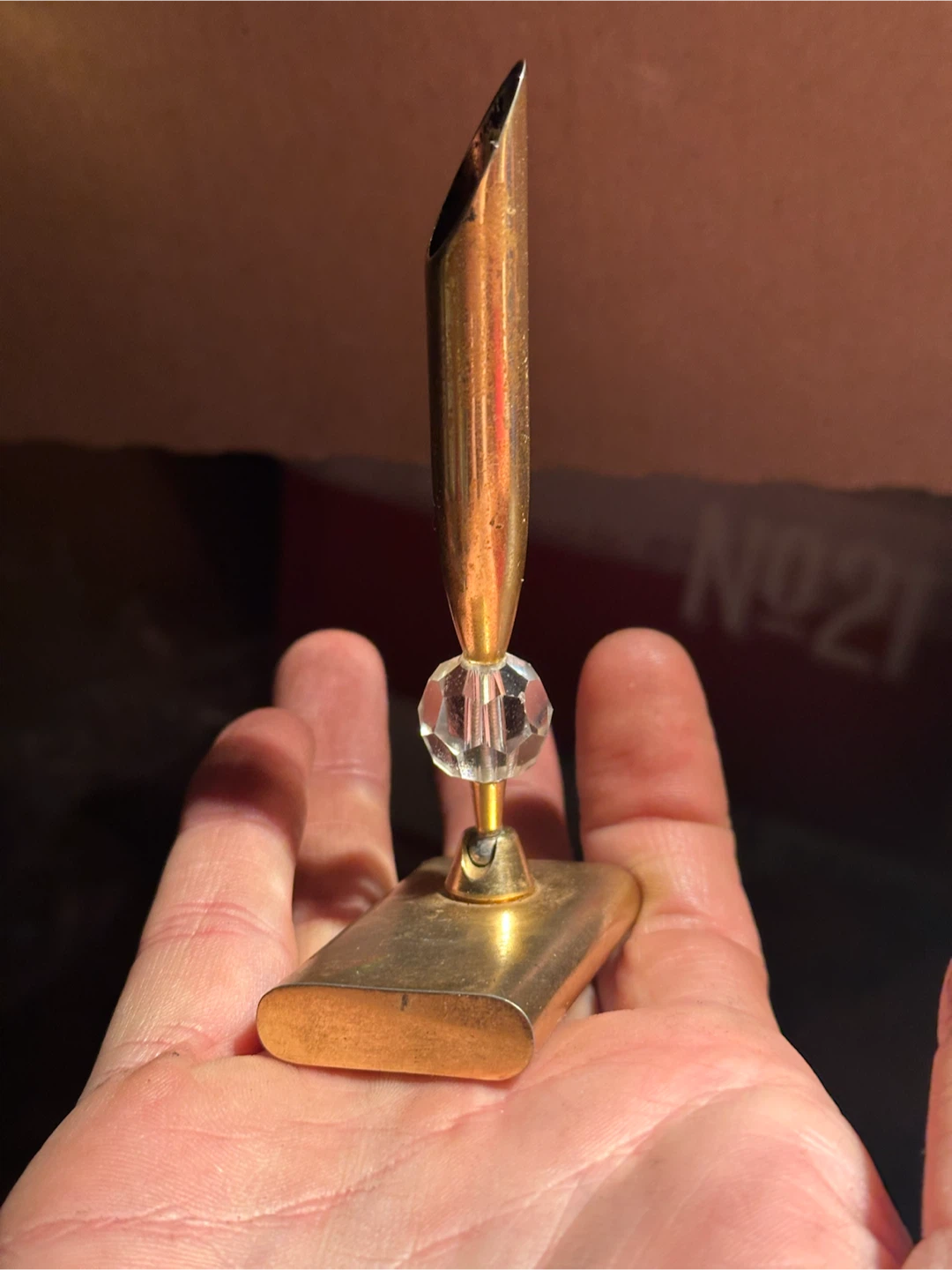 Brass and crystal pen holder - photo 3