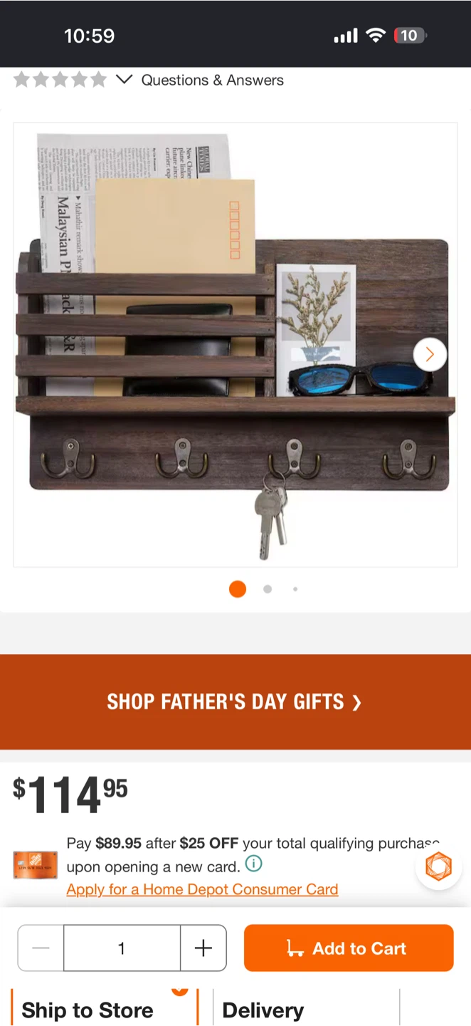 Wooden Wall Organizer with Mail Sorter and Key Hooks - photo 2