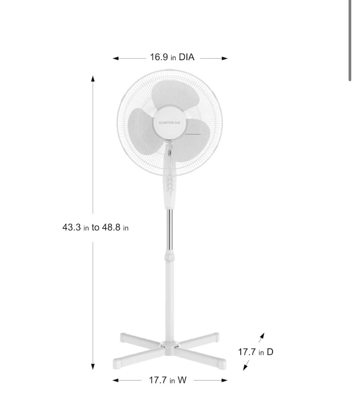 MOVING OUT SALE- Hampton Bay 16 in. Pedestal Fan - White - photo 2