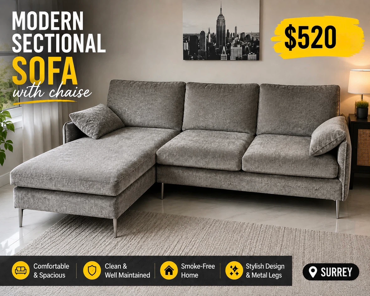 Modern Sectional Sofa with Chaise - Moving Sale
