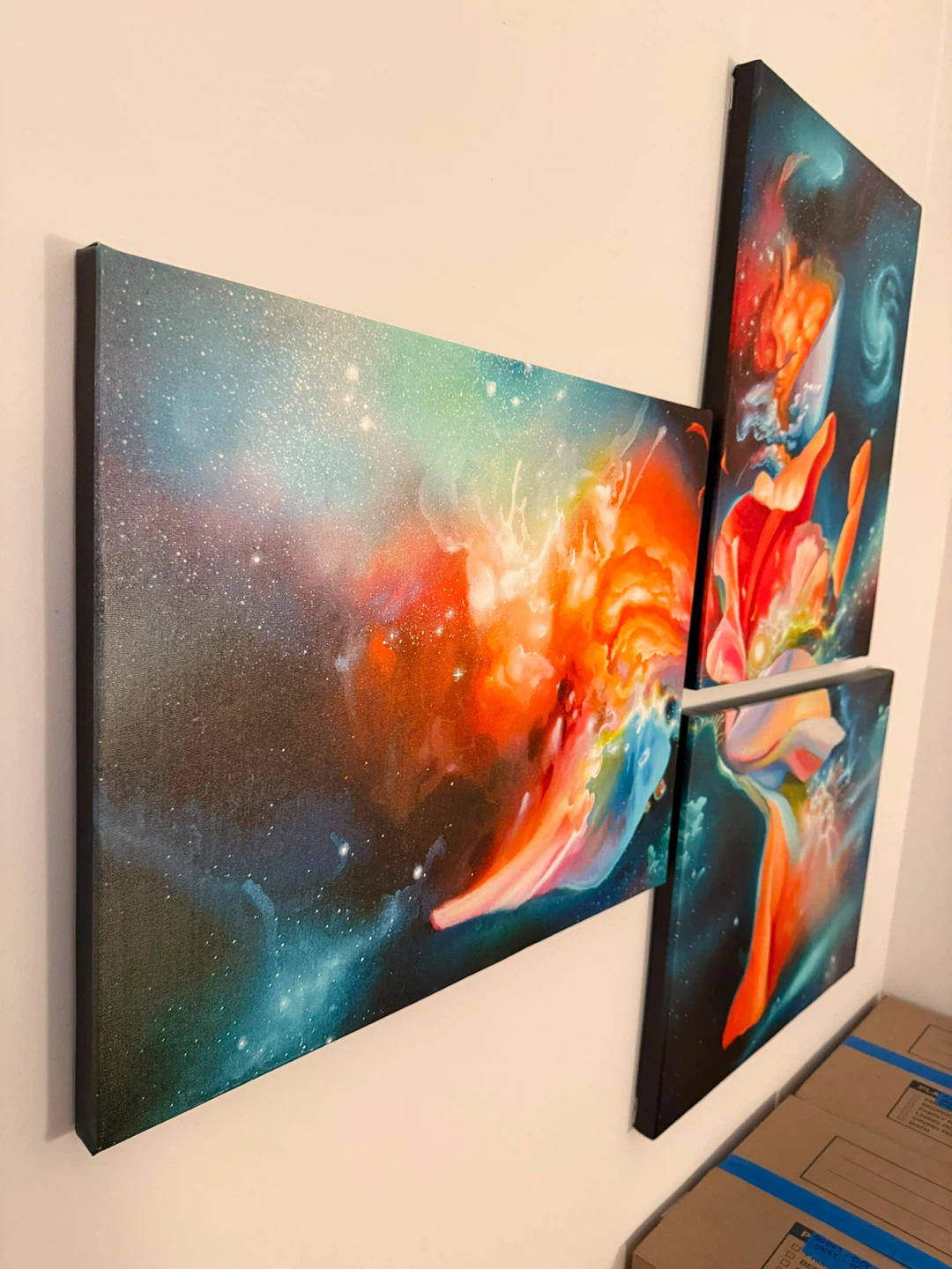 Abstract Nebula & Floral Canvas Art Set - photo 3