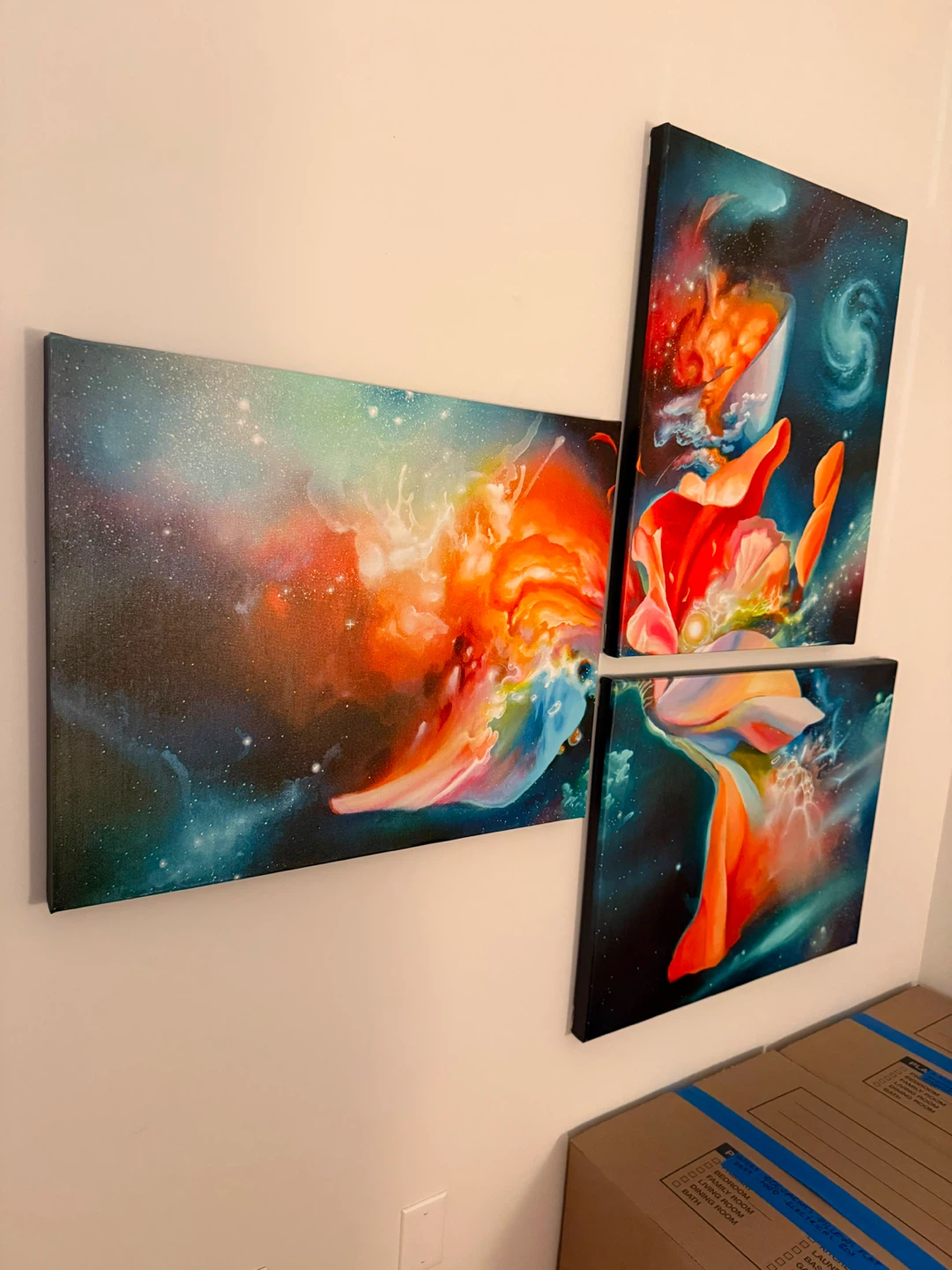Abstract Nebula & Floral Canvas Art Set - photo 4