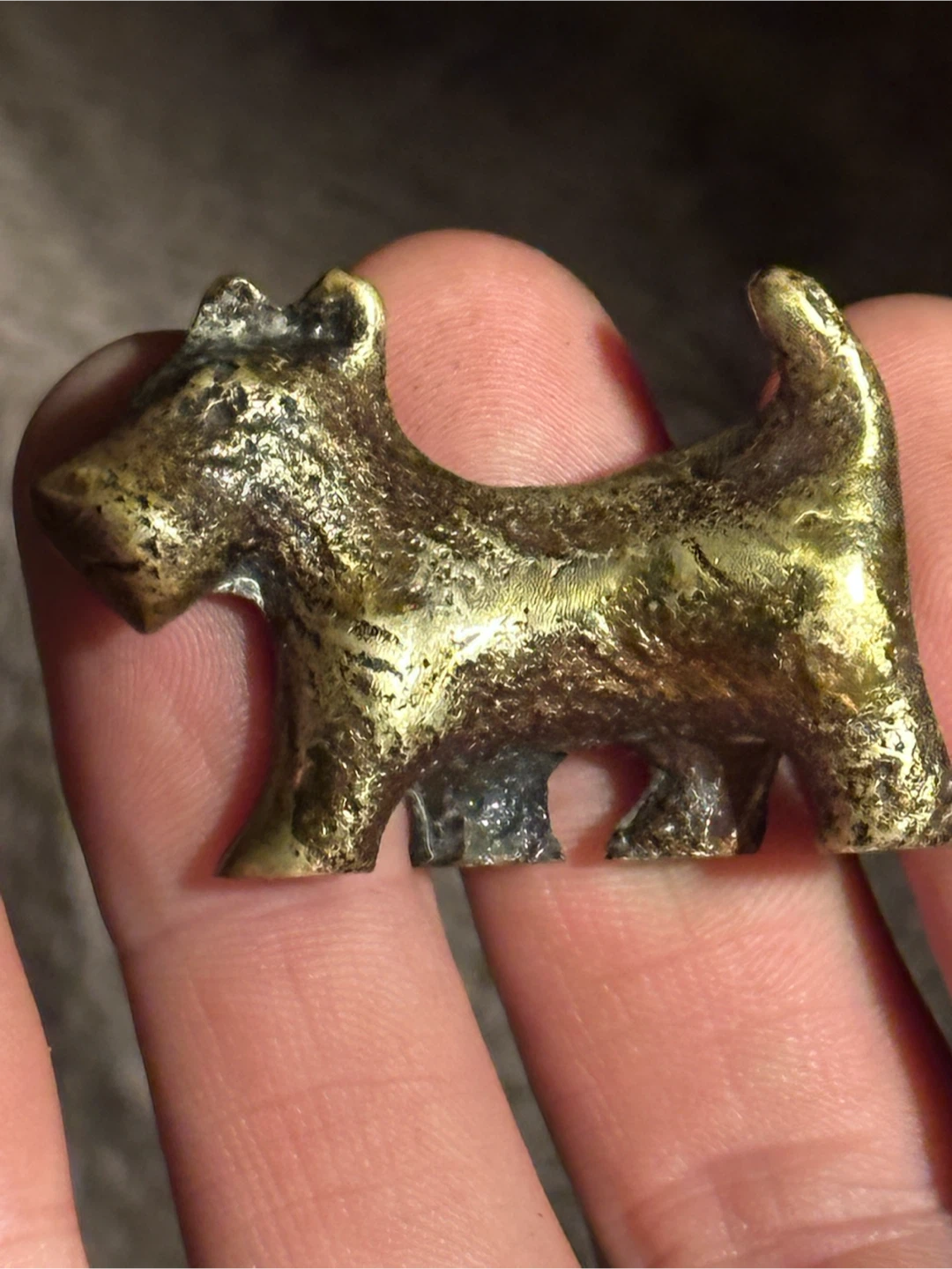Small solid brass terrier dog figurine