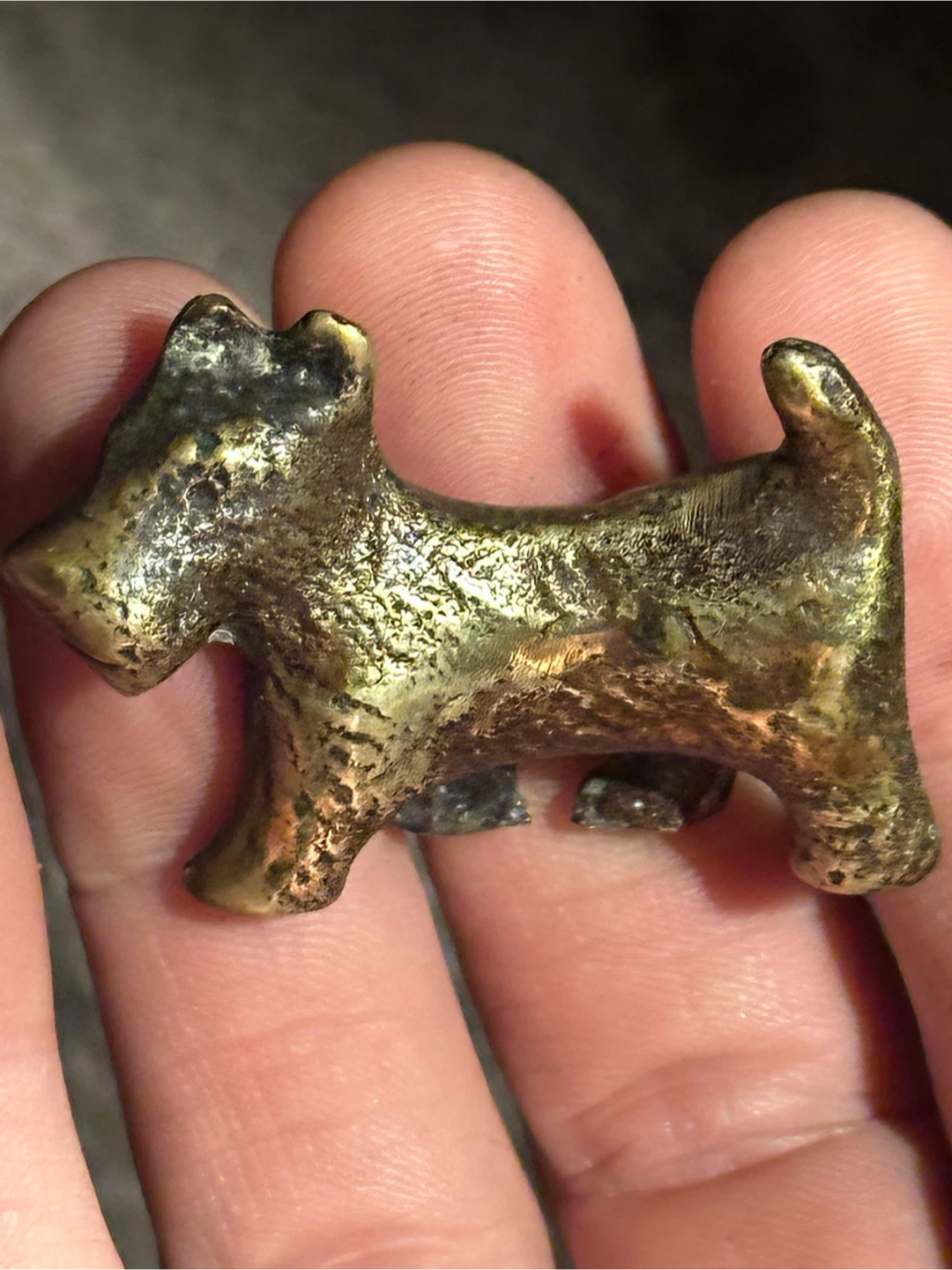 Small solid brass terrier dog figurine - photo 2