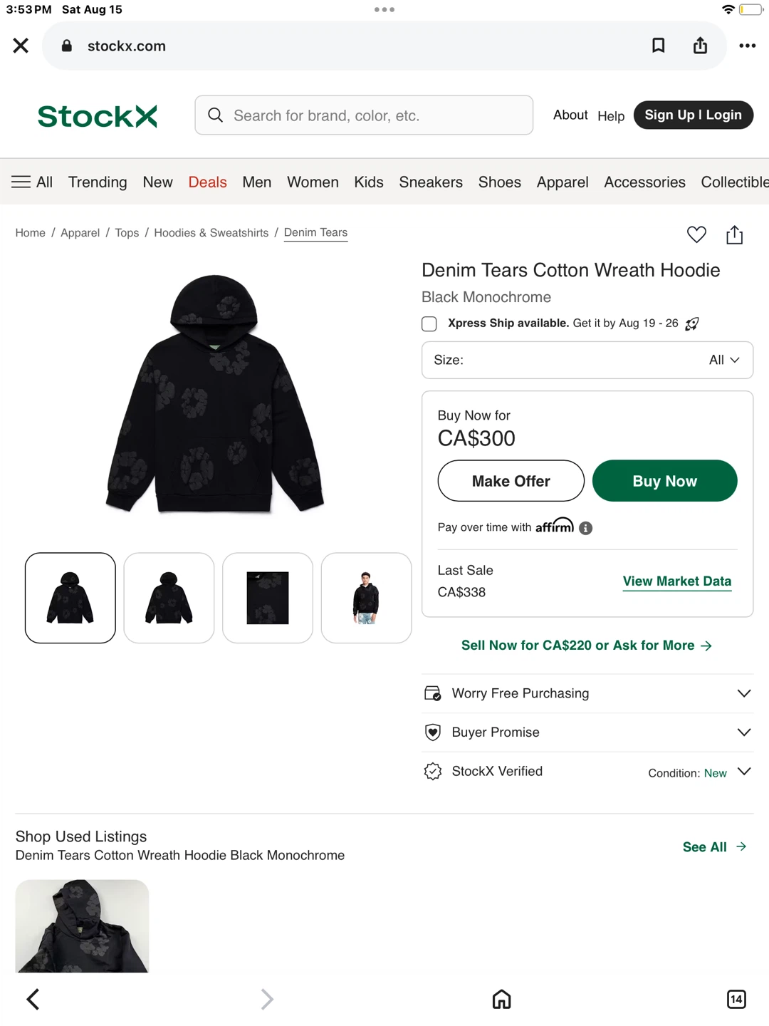 Denim Tears Cotton Wreath Hoodie Black - photo 3