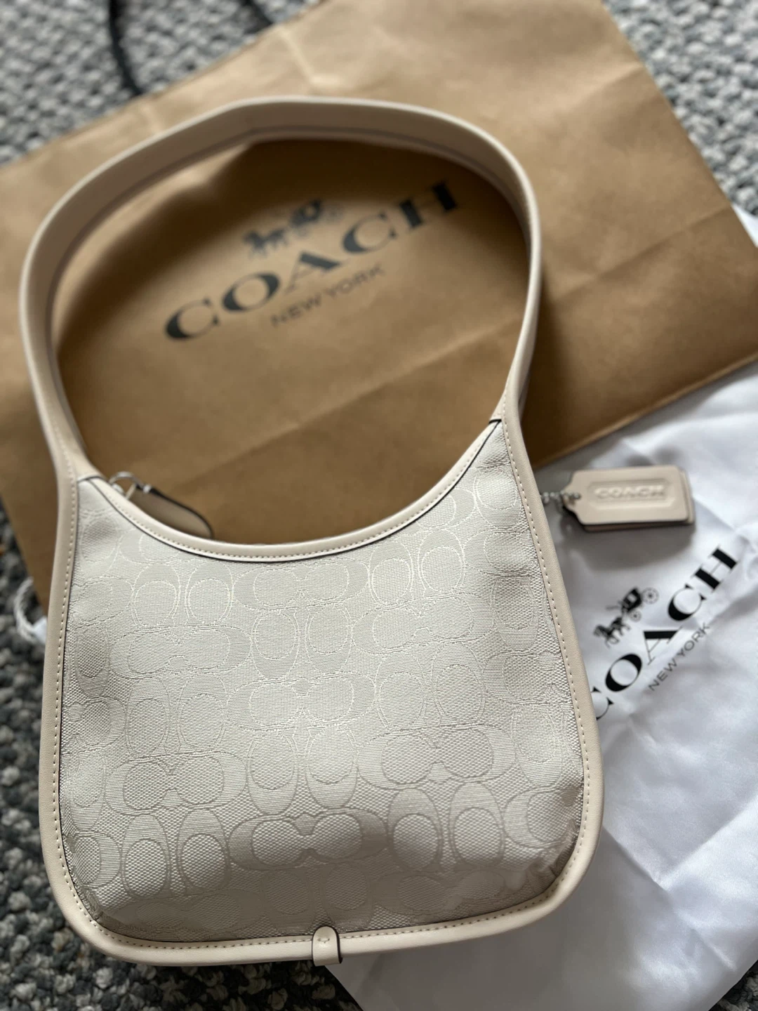Coach Shoulder Bag - Cream Signature Pattern