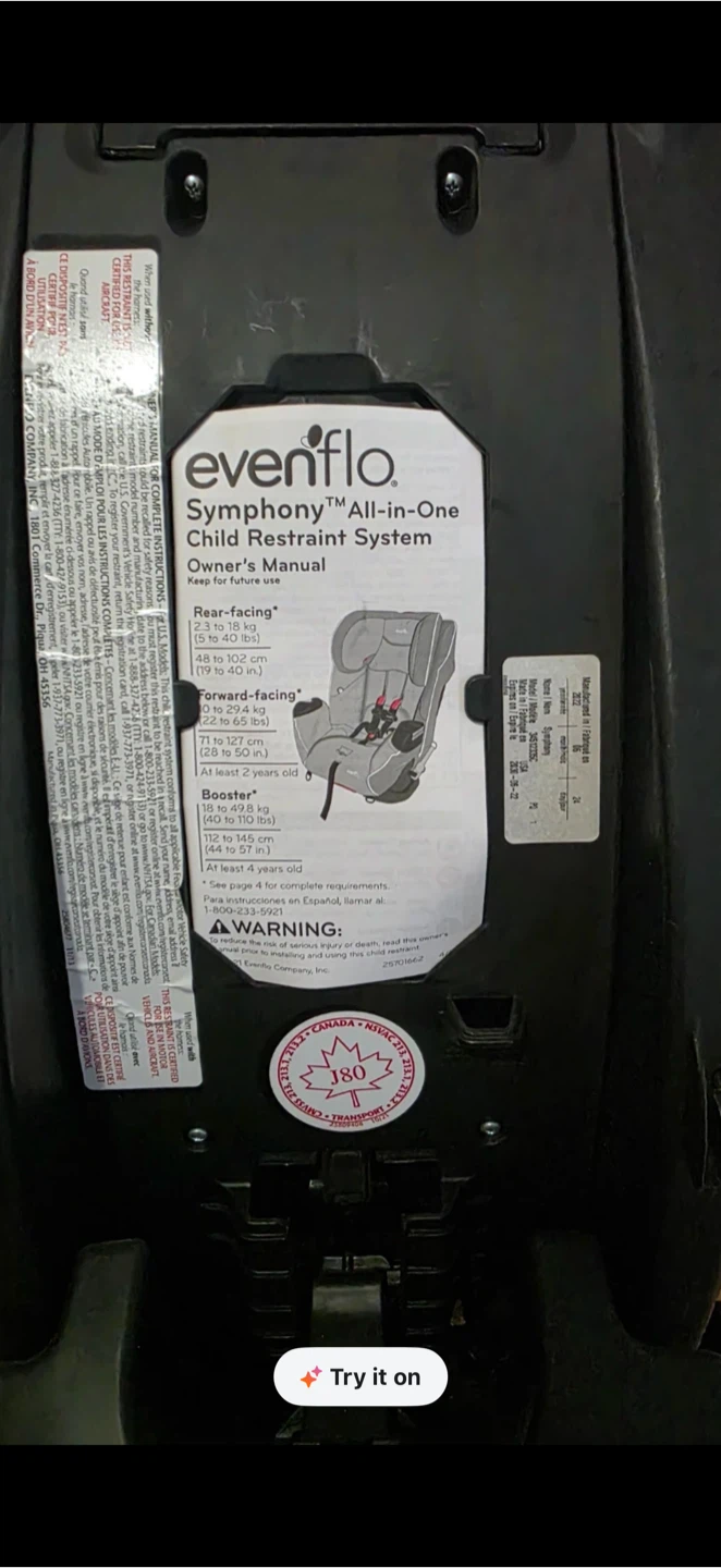 evenflo symphony all in one sport convertible car seat - photo 3