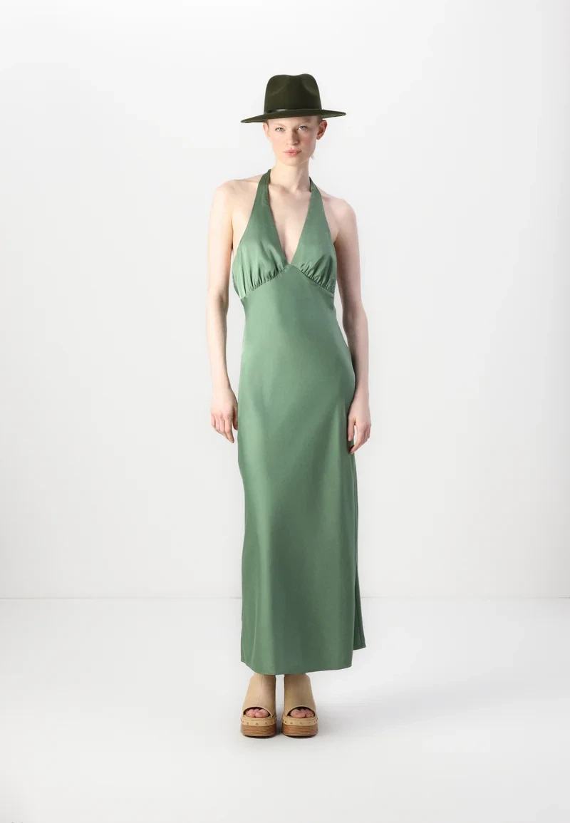 Abercrombie Sage green halter neck maxi dress