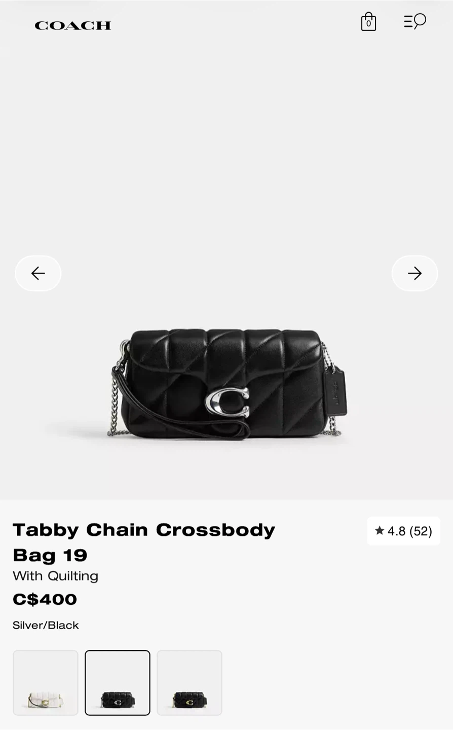 COACH Tabby Chain Crossbody Bag 19 With Quilting