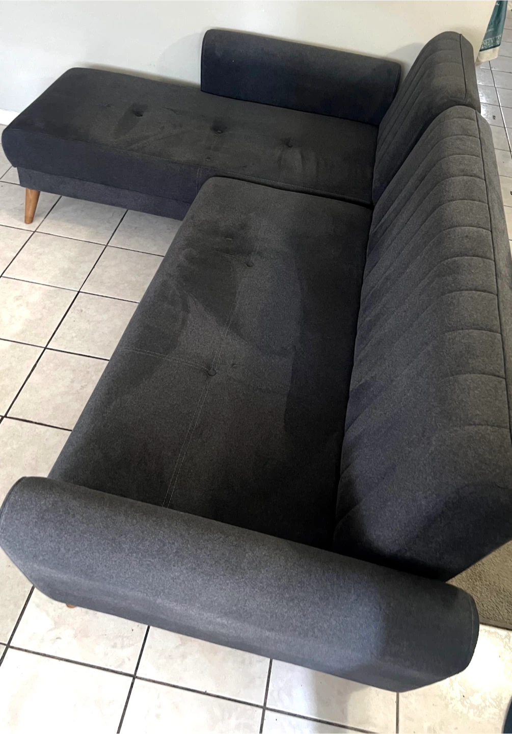 Modern Dark Gray L-Shape Sectional Sofa Bed / Convertible Couch - photo 2