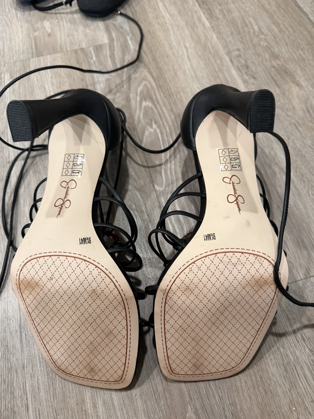 Jessica Simpson Black Lace-Up Heels with Tortoise Detail - photo 2