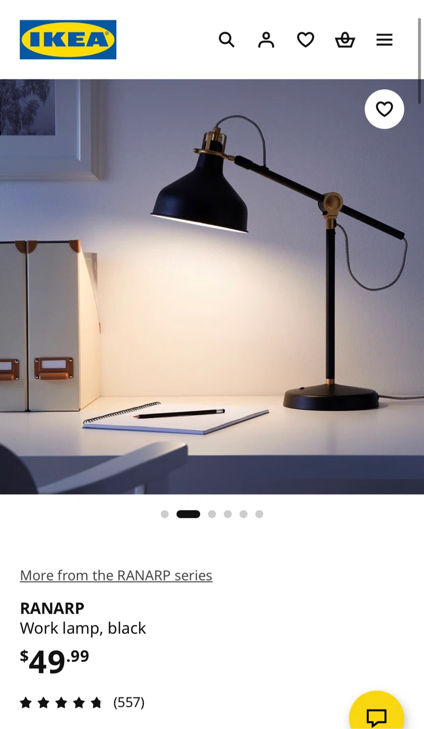 IKEA RANARP Work Lamp, Black - photo 3