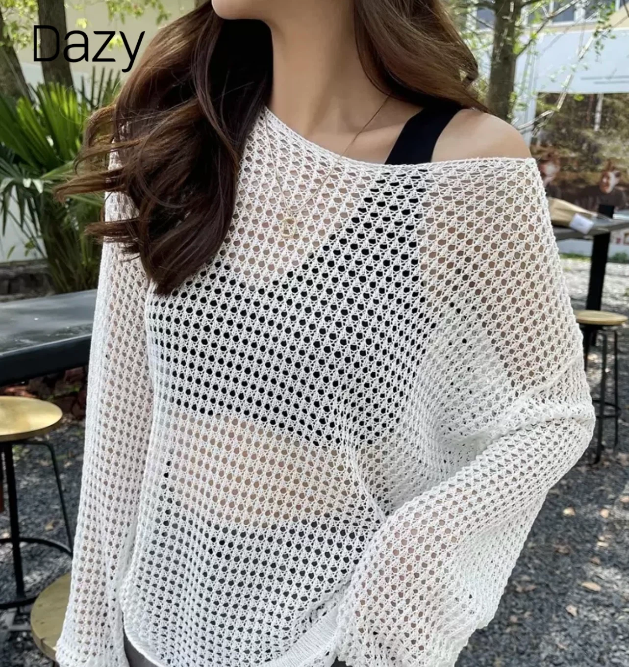 Dazy White Knit Sweater cover up
