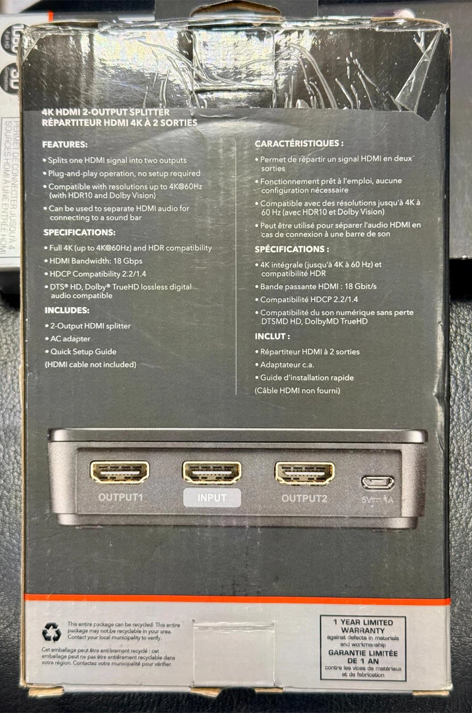 Rocketfish 2-Output 4K HDMI Splitter - photo 2