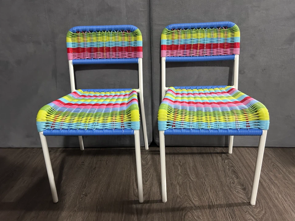 Vintage IKEA Fargglad Children’s Chairs Woven Rainbow Chairs