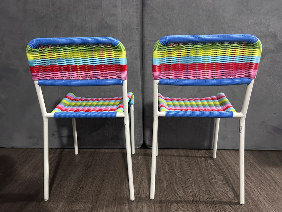 Vintage IKEA Fargglad Children’s Chairs Woven Rainbow Chairs - photo 2
