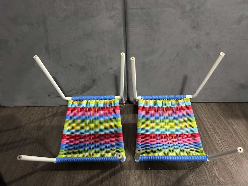 Vintage IKEA Fargglad Children’s Chairs Woven Rainbow Chairs - photo 3