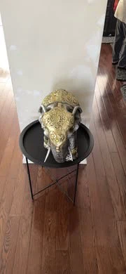 Decorative Elephant Statue with Small Round Table