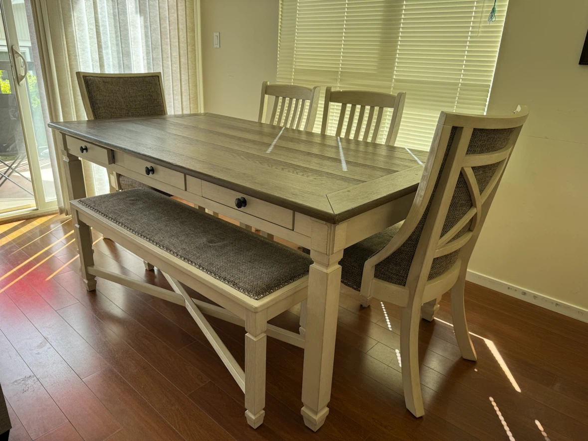 Ashley Dining Set with Table, 4 Chairs, and Bench
