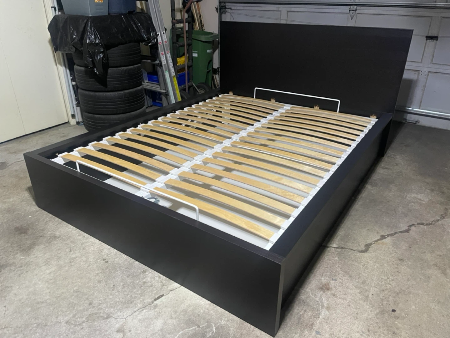 IKEA Queen Size Malm Pull Up Storage Lift Bed Black Brown - photo 2
