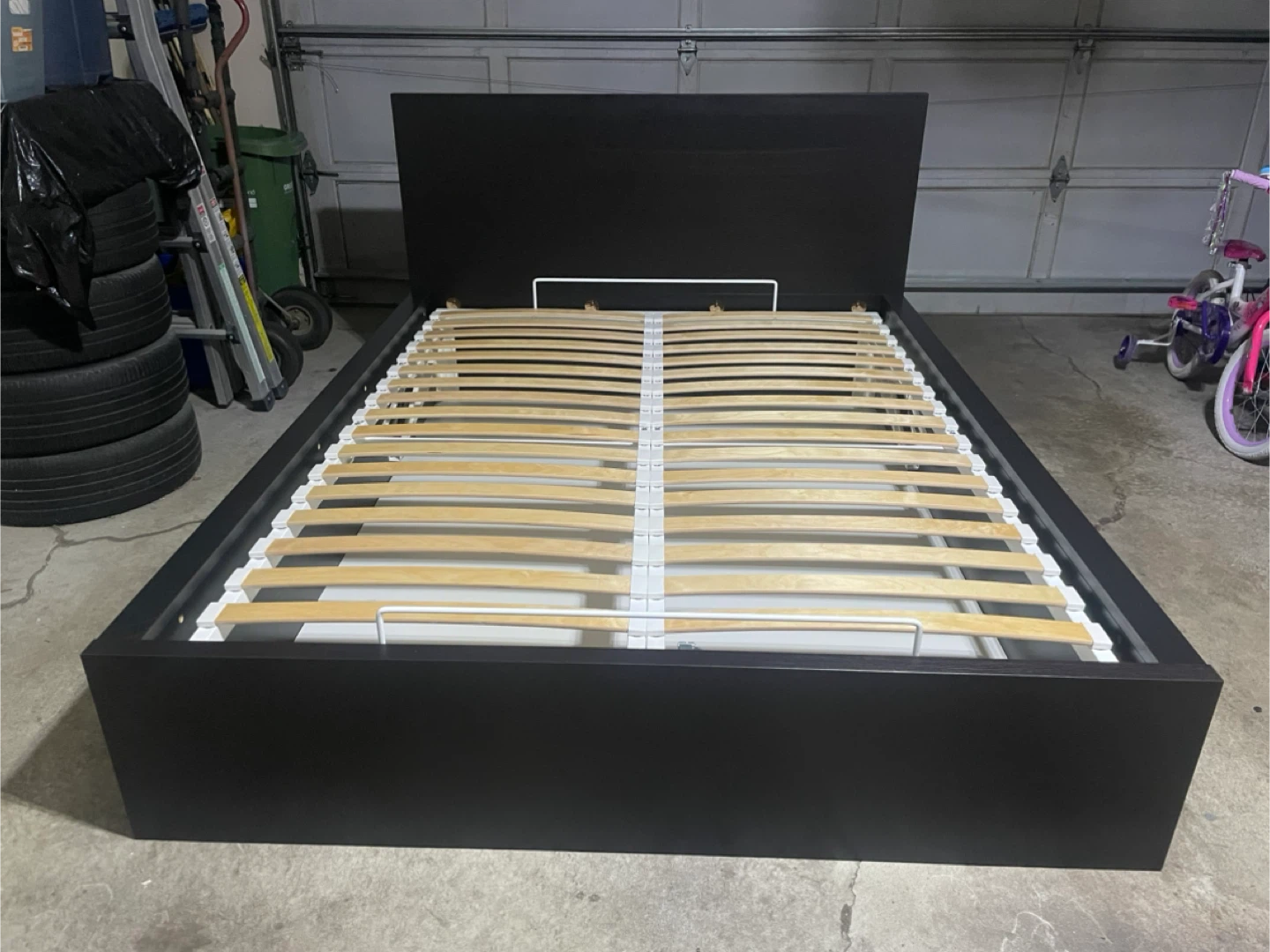 IKEA Queen Size Malm Pull Up Storage Lift Bed Black Brown - photo 4