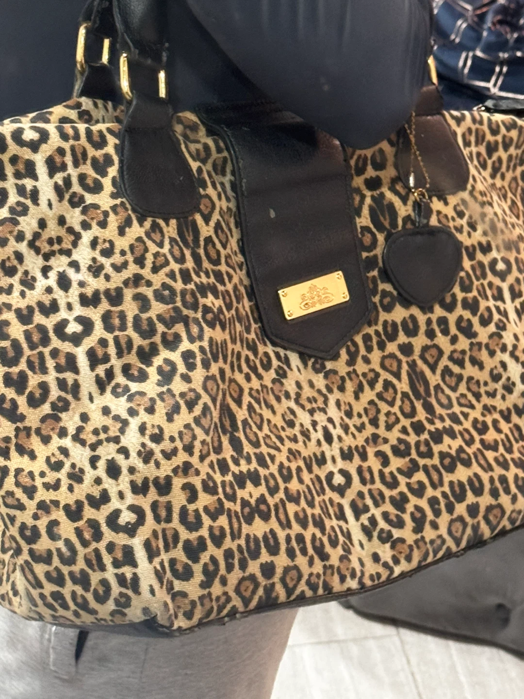 Leopard Print Tote Bag with Black Accents