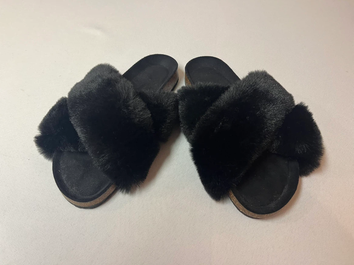 8 or 8.5 - New - Black Furry Slide Slippers - photo 2