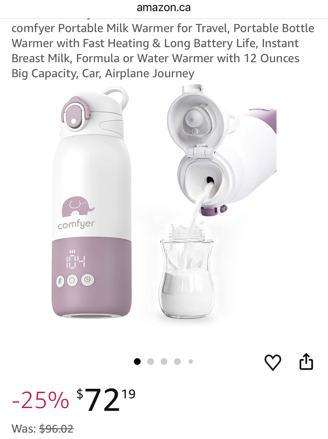 Comfyer Portable Bottle Warmer