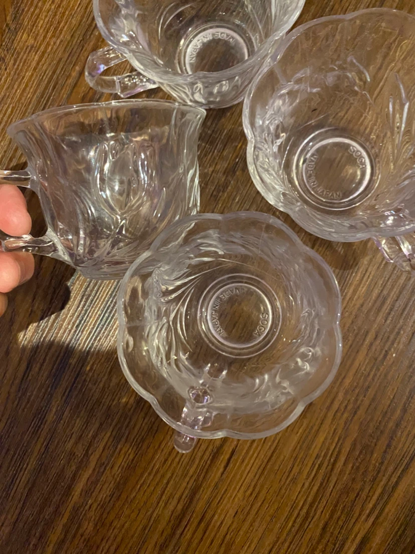 Set of 4 Clear Glass Teacups with Handles - photo 2