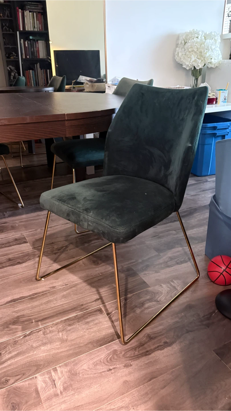 Green velvet chairs