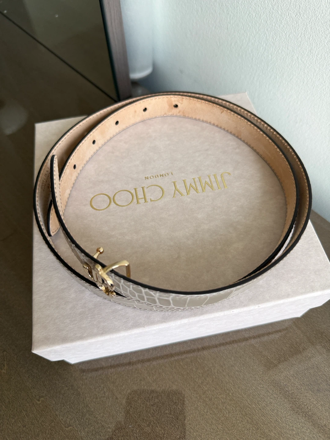 Jimmy Choo authentic Crocodile Embossed Leather Belt - photo 5