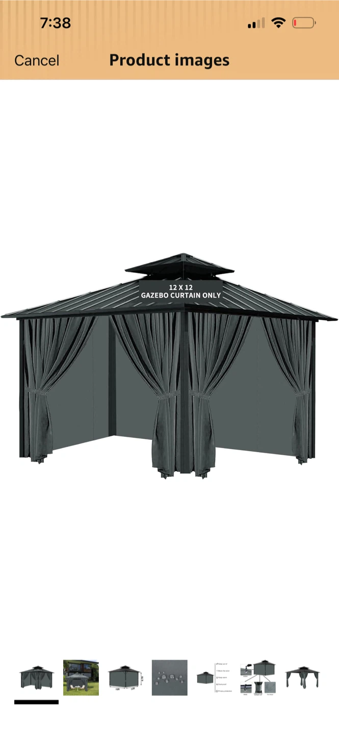 Tngan 12'x12' Gazebo Curtains