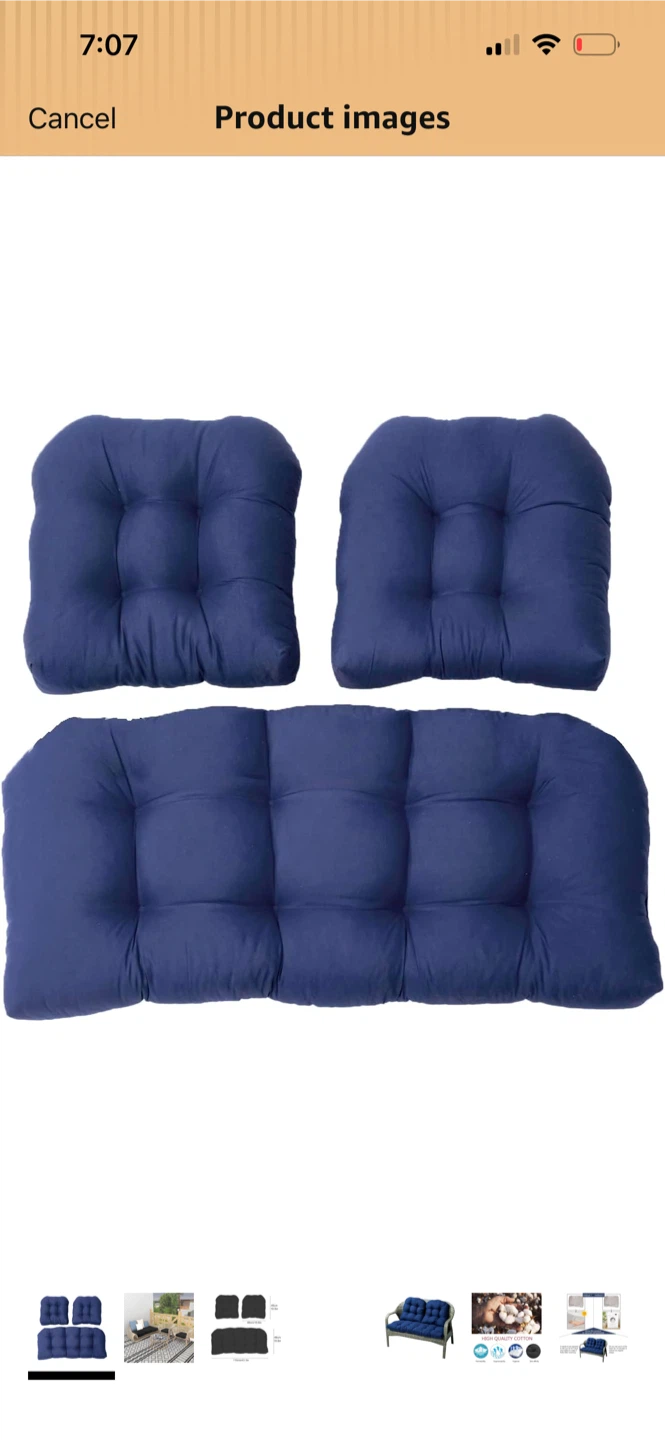 Navy Blue Patio Loveseat Cushions