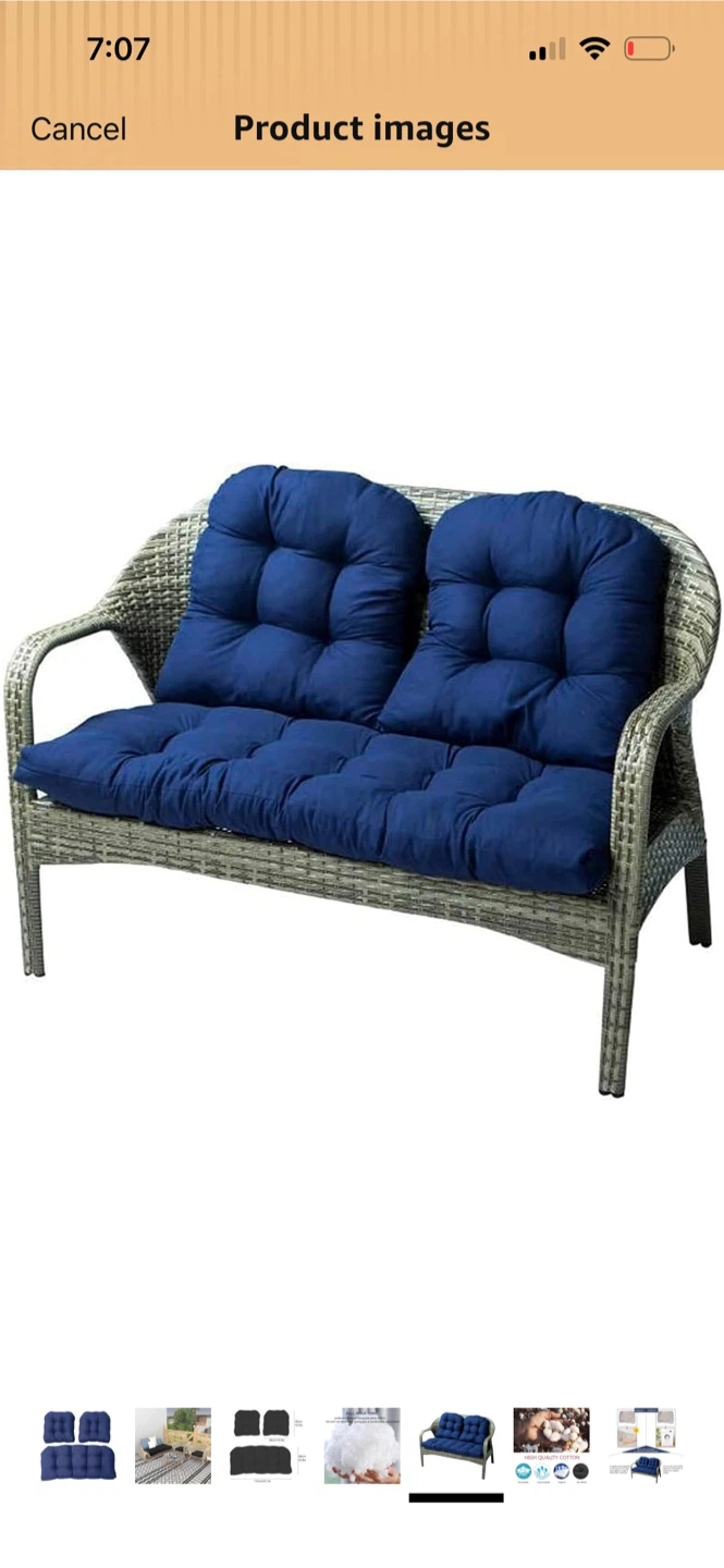 Navy Blue Patio Loveseat Cushions - photo 4