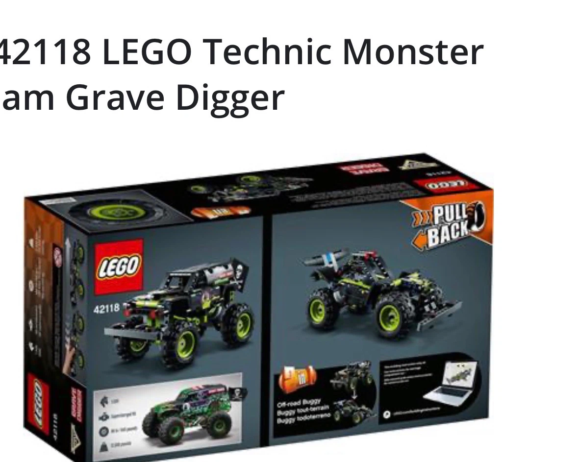 LEGO Technic Monster Jam - Grave Digger 42118 INCOMPLETE UNBUILT - photo 2